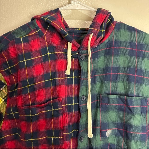 Pacsun Plaid Button Up Shirt Hooded Size Large - Picture 2 of 8